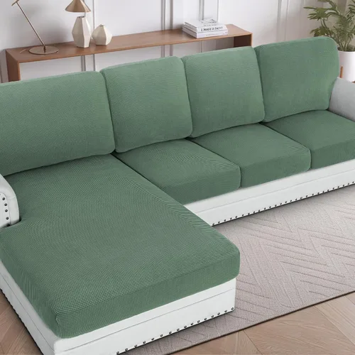 Vista 46 de H.Versailtex - Funda de sofá seccional de 1 pieza, funda deslizante para chaise con forma de L, funda de cojín separada para sofá seccional tanto