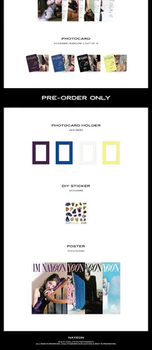 Vista 4 de Twice Nayeon IM NAYEON 1st Solo Mini Álbum A-I'M Versión CD+FotoBook+Sobre+1p Polaroid PhotoCard+1p Postal Transparente+1p Tarjeta de Visita+1p