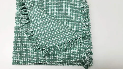 Vista 3 de Juego de 6 servilletas, verde botella tejidas con flecos, servilletas 100% algodón, tamaño 20x20 pulgadas, adecuadas para cenas formales, comidas