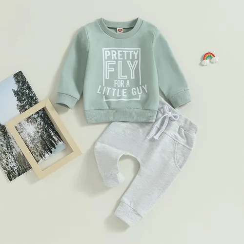 Vista 2 de Conjunto de ropa para bebé recién nacido, sudadera de manga larga y pantalones, para otoño e invierno, 2