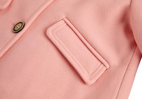 Vista 15 de rrhss Abrigo formal con botones para niñas pequeñas, chaqueta de lana con capucha para otoño e invierno