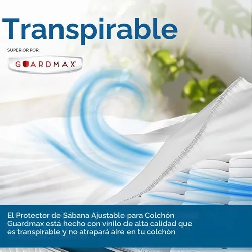 Vista 5 de GuardMax Protector de colchón de vinilo de calibre pesado tamaño King - Funda de colchón impermeable y a prueba de polvo con bolsillos elásticos