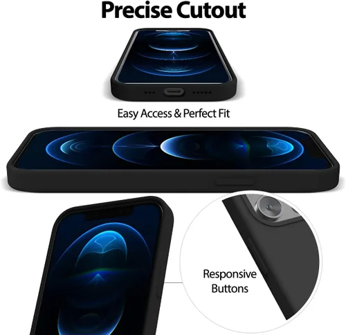 Vista 5 de GOOSPERY Funda para iPhone 12 Pro, silicona y plástico con forro de microfibra suave (negro)
