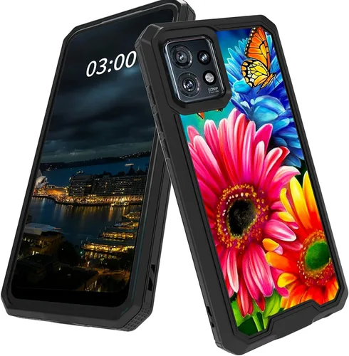 Vista 16 de Funda para Motorola Edge Plus para Moto Edge Plus 2023 con diseño de patrón de mariposa artística a prueba de caídas de policarbonato duro de doble