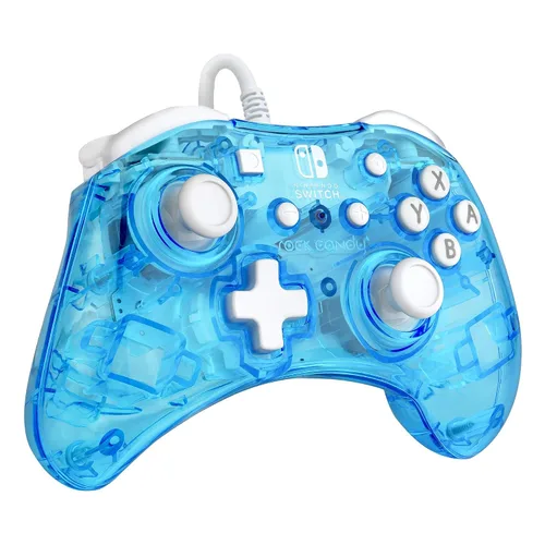 Vista 4 de Rock Candy Wired Gaming Switch Pro Controller - Blu-merang Blue Clear - Licensed by Nintendo - OLED Compatible - Compact, Hard Transparent Plastic