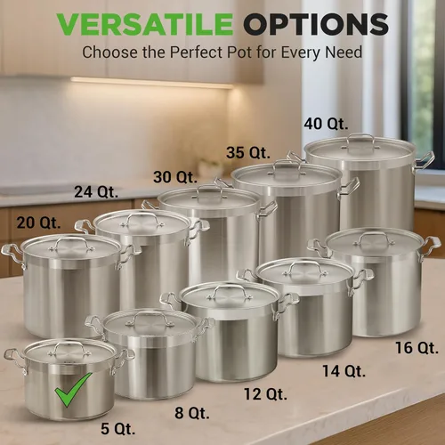 Vista 3 de NutriChef - Olla grande de acero inoxidable de 5 cuartos con tapa - 18/8 Grado alimenticio resistente, olla grande de acero inoxidable