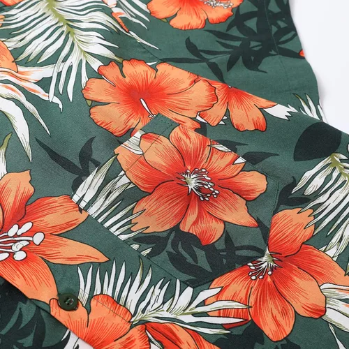 Vista 4 de milanpavilion Camisa hawaiana para hombre, camisa de verano con flores de playa, camisas de manga corta con botones para hombre