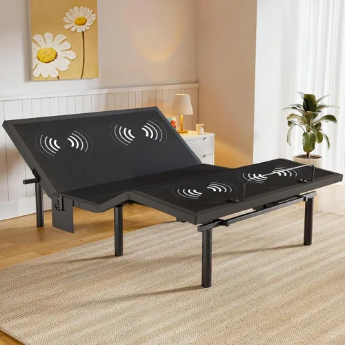 Vista 12 de AMADA HOMEFURNISHING Base de cama ajustable con masaje, base de cama ajustable individual XL controlada por aplicación con 4 puertos USB y luz LED