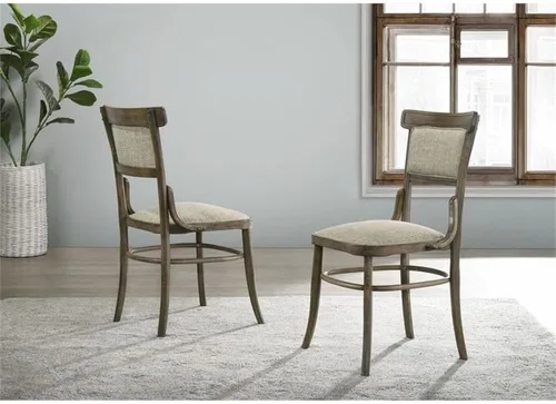 Vista 7 de Lilola Home Bistro - Juego de 2 sillas de comedor de tela contemporánea vintage de nogal de 19 pulgadas de ancho con cojín