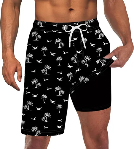 Vista 99 de UNICOMIDEA Bañador para hombre con forro de compresión de 9 pulgadas de largo