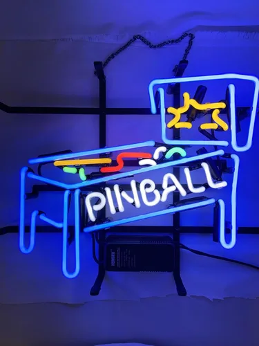 Vista 2 de Pinball - Letreros de neón de vidrio real para sala de juegos, barra de cerveza, pub, tienda, sala de recreación, decoración de pared, hotel, club
