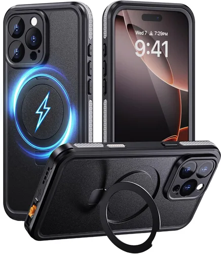 Vista 17 de Lanhiem Funda para iPhone 14 con soporte, IP68 impermeable a prueba de polvo con protector de pantalla integrado, cuerpo completo, a prueba