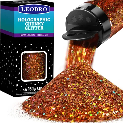Vista 21 de Leobro - Purpurina blanca, 160g/5.64oz de purpurina holográfica gruesa para manualidades, resina, uñas, cuerpo, vasos, decoraciones de fiesta