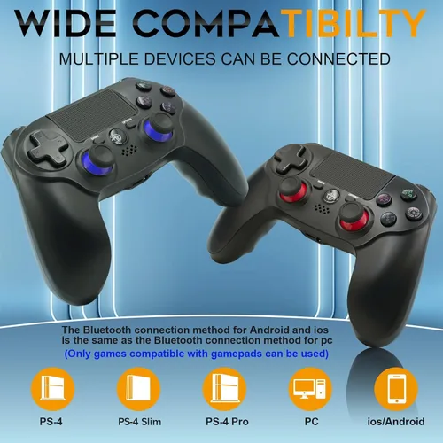 Vista 2 de citnh 2 Pack Wireless Controller for PS4，Compatible with PS4/Slim/Pro/PC，Double Shock 6-Axis Motion Sensor，Built-in Speaker &