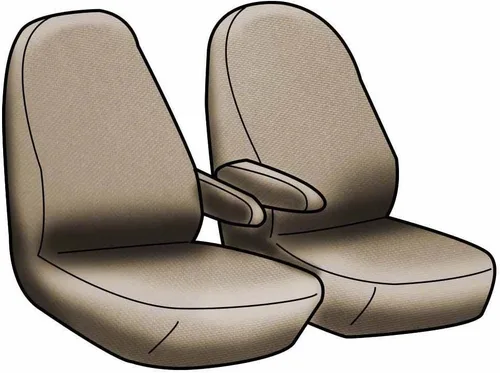 Vista 2 de Coverking Funda para asientos delanteros con ajuste personalizado, 50/50, estilo Neosupreme (gris con bordes negros), para modelos selectos de Ford