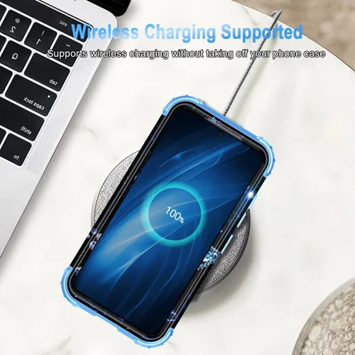 Vista 8 de Miqala Funda para Galaxy S21 FE 5G, brilla en la oscuridad, tres capas, resistente, protección a prueba de golpes, parachoques de plástico