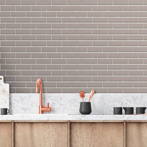 Vista 2 de WALPLUS - 12 Hojas de azulejos adhesivos 3D, 12 x 6 pulgadas, despega y pega, para loseta en muro, cocina, baño y metro, adorno resistente al calor
