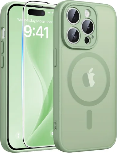 Vista 293 de FNTCASE - Funda para iPhone 16 Pro: magnética, mate, translúcida, de grado militar, protectora contra caídas, resistente, fina, duradera y a prueba