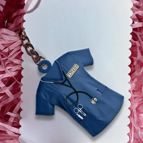 Vista 4 de Llavero personalizado para enfermera, regalo personalizado para enfermera, llavero de joyería para enfermeras, llavero para enfermeras.