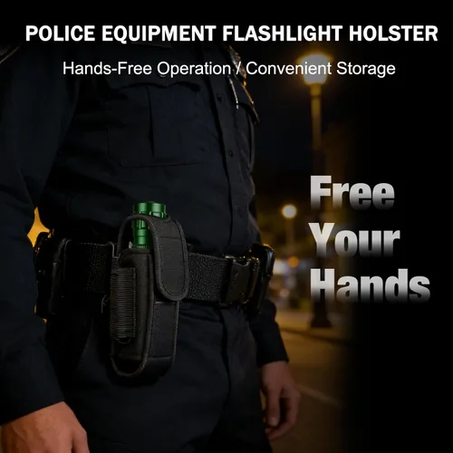 Vista 6 de Rechargeable Tactical Flashlight with Duty Belt Holster, 1000 High Lumens Police Flashlight with Holster, 3 Modes and Hidden C Port, Law Enforcement
