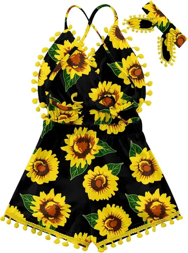 Vista 39 de UNICOMIDEA 6M-3T Traje sin espalda para bebé niña traje mameluco con diadema