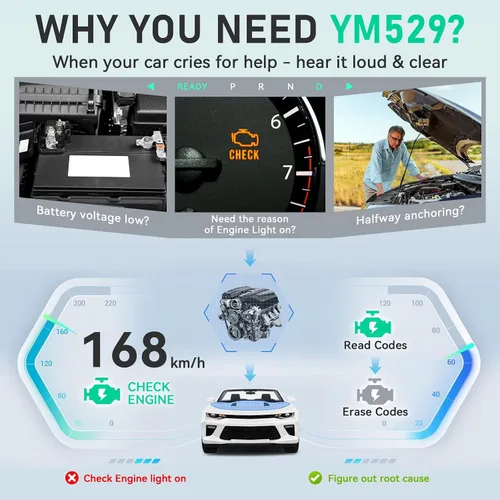 Vista 3 de AMTIFO Herramienta de diagnóstico Bluetooth con escáner OBD2, compatible con iOS/Android, datos en tiempo real, probador de batería, Plug and Play