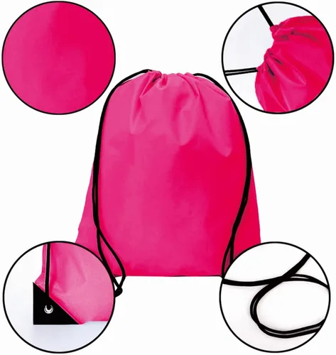 Vista 4 de Drawstring Backpacks, 40 Pack Bulk Drawstring Bags, Cinch Bags for Outdoor Sports - fuchsia or rose