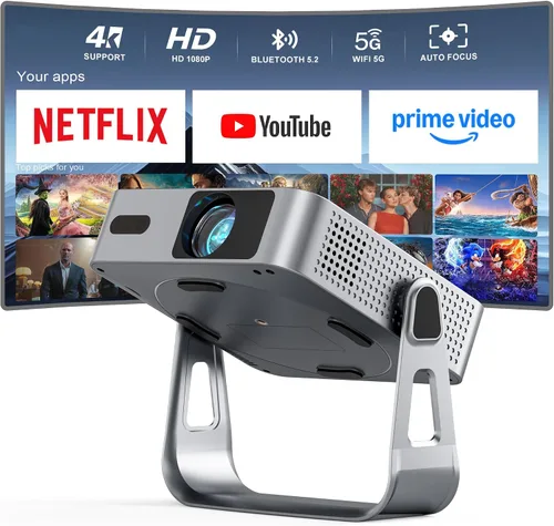 Vista 8 de Aplicación con licencia oficial y 2000 ANSI: Mini proyector inteligente con WiFi y Bluetooth, VISSPL Native 1080P Auto Focus y Keystone Proyector