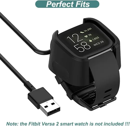 Vista 3 de Cargador Kissmart para reloj inteligente Fitbit Versa 2 (3.3 pies/3.3 ft) Cable de carga de repuesto con cable USB para reloj inteligente Fitbit