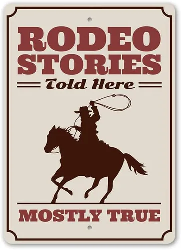 Vista 5 de Rodeo Stories Told Here, Ranch - Letrero de aluminio, 8 x 12 pulgadas