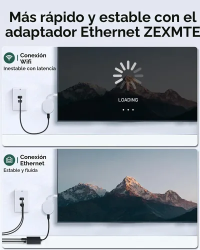 Vista 7 de ZEXMTE Adaptador USB C a Ethernet para Chromecast con Google TV, adaptador de red Ethernet USB C a Rj45, compatible con Chromecast Google TV
