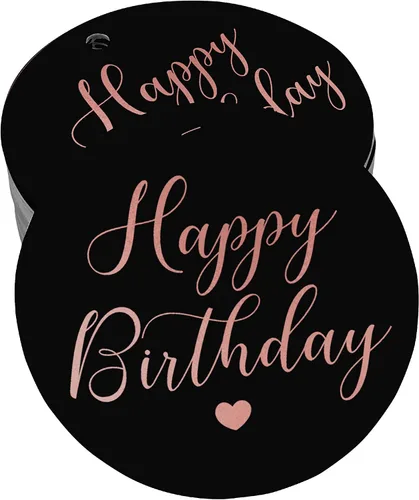 Vista 47 de Etiqueta de papel para colgar con texto en inglés «Happy Birthday» (50 unidades)