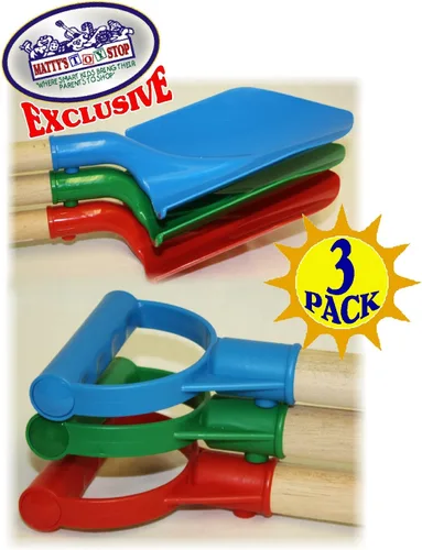 Vista 7 de Matty's Toy Stop Palas de arena de madera resistente de 31 pulgadas con pala y mango de plástico (rojo, azul y verde) paquete completo de regalo