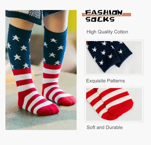 Vista 4 de UTTPLL Calcetines de algodón para niños pequeños, calcetines de béisbol hasta la rodilla, calcetines deportivos de fútbol para niños, calcetines