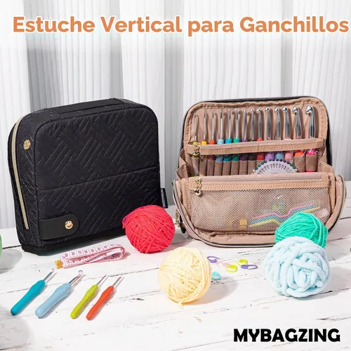 Vista 6 de MYBAGZING Estuche para Ganchos de Ganchillo con Juego de 14 Ganchos de Ganchillo de Tamaño 2 mm (B) - 10 mm (N) Ganchos de Ganchillo Ergonómicos