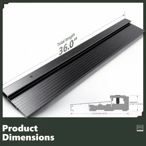 Vista 2 de Umbral de puerta exterior de aluminio ajustable de 36 pulgadas, bandeja para umbral de puerta abatible de 4-9/16 pulgadas, aluminio negro