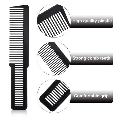 Vista 3 de Patelai Peine de corte de pelo de 10 piezas para peluquería de dientes finos para peluquería para peluquería en el hogar, peluquería (negro)