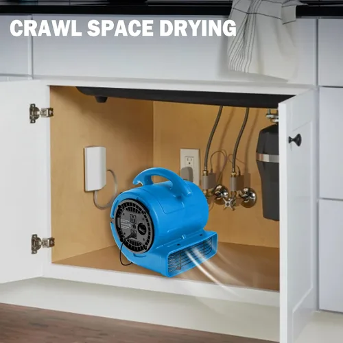 Vista 9 de MOUNTO Ventilador Air Mover de 1/5 hp de 800 cfm, ventilador de secado de pisos, motor de aire compacto de 3 velocidades con doble salida, cable
