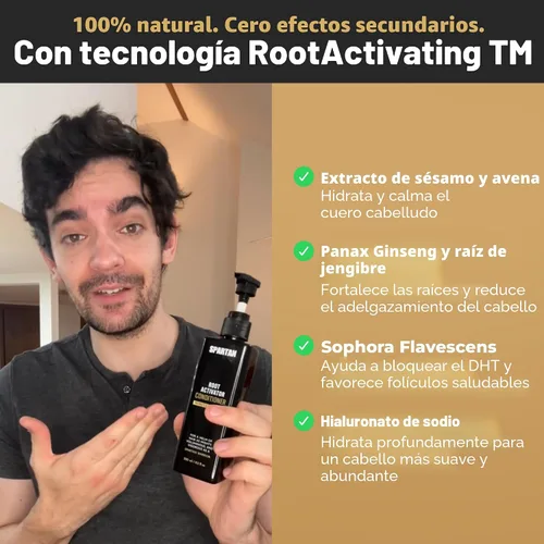 Vista 5 de SPARTAN™ Acondicionador Activador de Raíces para Hombre - Acondicionador para el Crecimiento del Cabello, Hidratante para Cabello Grueso