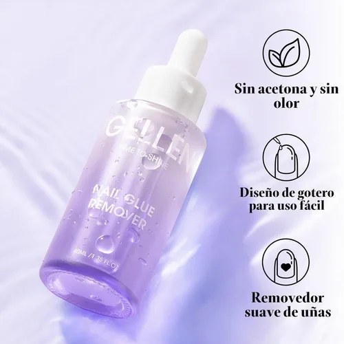 Vista 2 de Gellen Removedor de pegamento de uñas, pegamento de gel suave sin acetona Removedor de pegamento para uñas de 1.4 fl oz