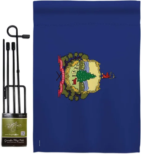 Vista 10 de Vermont Burlap Garden Flag Americana States USA American Territories Republic Country Particular Area Small Decorative Gift Yard House Banner