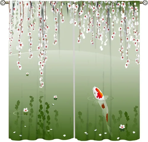 Vista 8 de Cortinas florales de acuarela para dormitorio, sala de estar, cortinas de ventana de vides en cascada de glicina morada, paneles de ventana florales