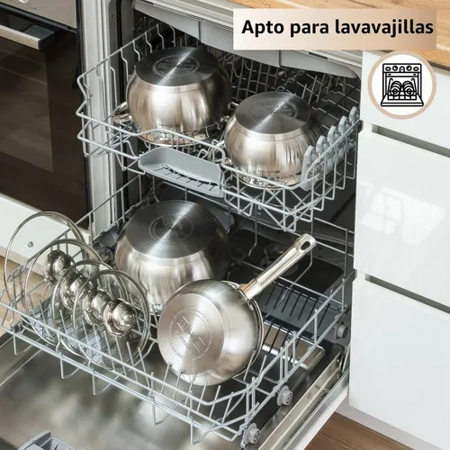 Vista 6 de Daniks Olla clásica de acero inoxidable de 2 cuartos de galón con tapa de vidrio, parte inferior de tres capas para calefacción uniforme, compatible