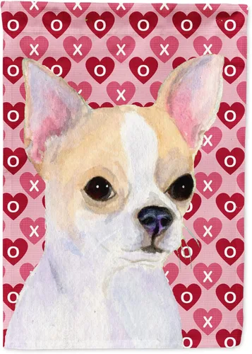 Vista 205 de Caroline's Treasures SS4484GF Bandera de jardín con diseño de bulldog inglés y corazones para el Día de San Valentín, bandera decorativa para patio