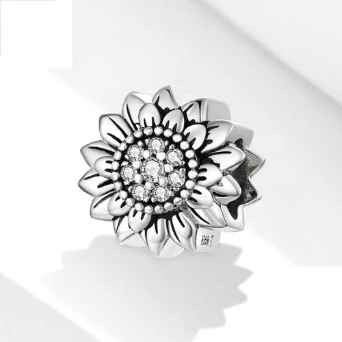 Vista 4 de Abalorio de girasol de plata esterlina para pulsera Pandora
