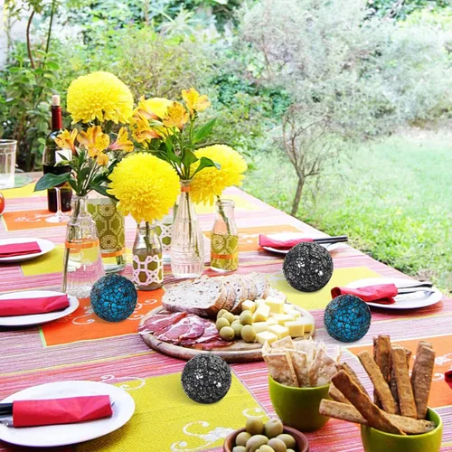 Vista 9 de SEWACC Bolas decorativas - 4 bolas de esfera de mosaico de vidrio, bolas de centro de mesa para cuencos, jarrones y decoración de mesa de comedor