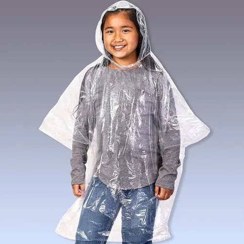 Vista 5 de Juvale Raincoat Plastic Disposable Rain Ponchos with Hood - Bulk Emergency Rain Cover