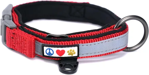 Vista 11 de Pawtitas Cuello ajustable reflectante para perro, Collar para perro acolchado, Negro