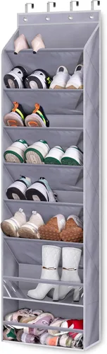Vista 10 de KEETDY Organizador de zapatos sobre la puerta para 20 pares de tenis, organizador grande de zapatos colgantes para armario, puerta, almacenamiento