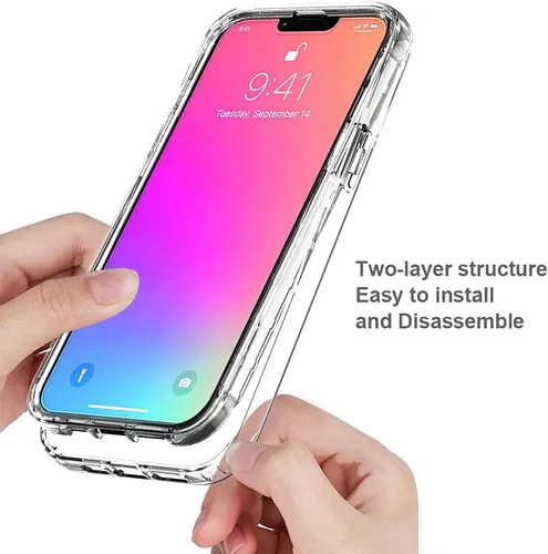 Vista 6 de Funda híbrida de PC+TPU para iPhone 11 Pro de 5.8 pulgadas con protector de pantalla incorporado resistente híbrido de cuerpo completo a prueba